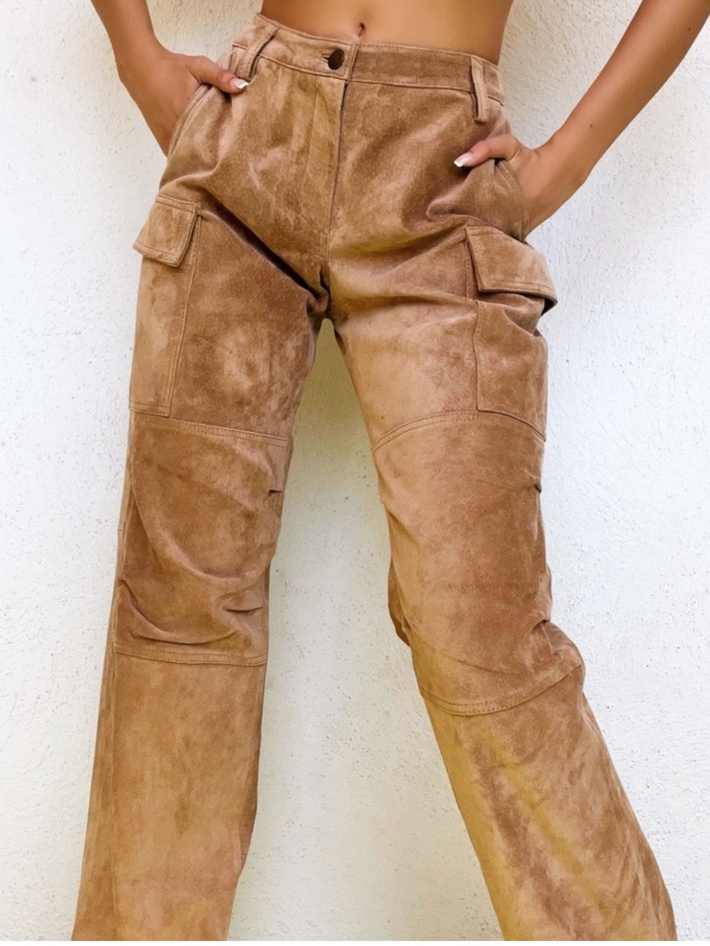 Margaret Godfrey 90s vintage suede wide leg cargo pants